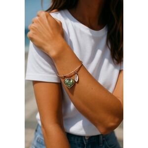 Alex and Ani Friends Forever‎ Heart Bangle Bracelet Expandable Charm Jewelry